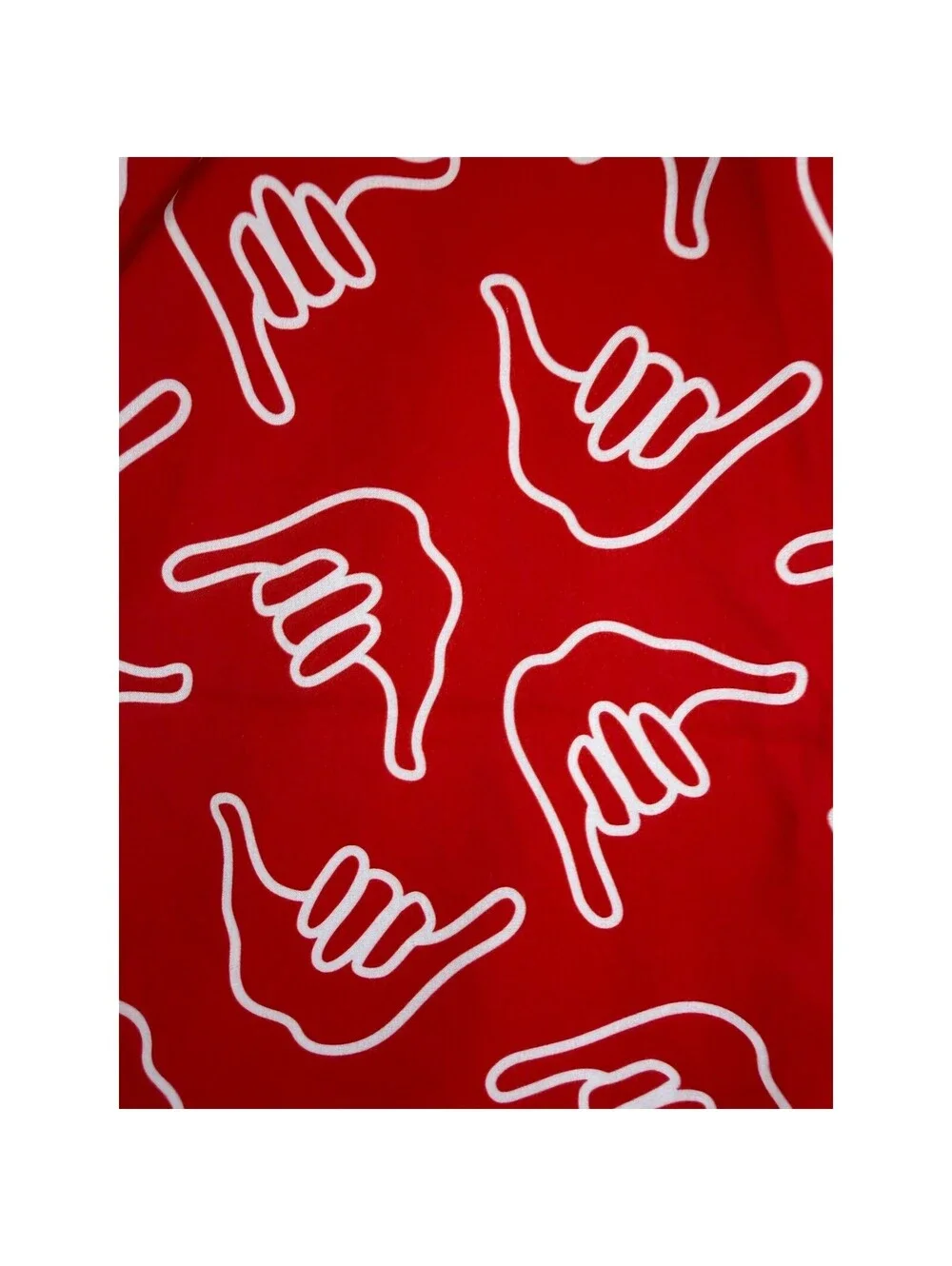 Of One Sea Mens Red Shaka Print Board Shorts Recycled Ocean Plastic Size 34